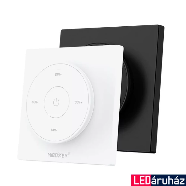 Mi-Light K2 dimmer+CCT fali távirányító, fehér, tekerőgombos, elemes, 86x86 mm