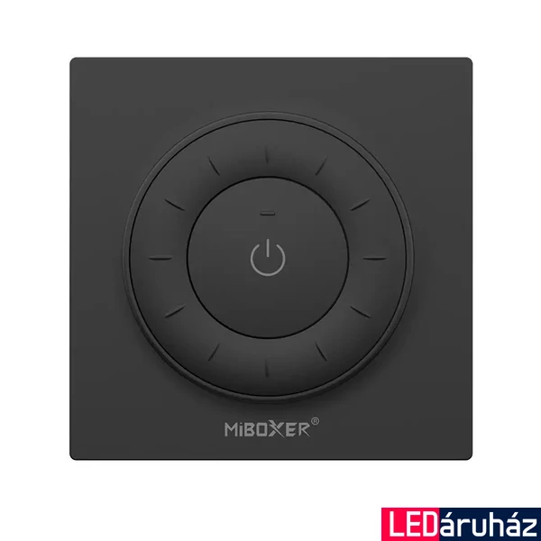 Mi-Light K3B dimmer+CCT fali távirányító, fekete, tekerőgombos, elemes, 86x86 mm