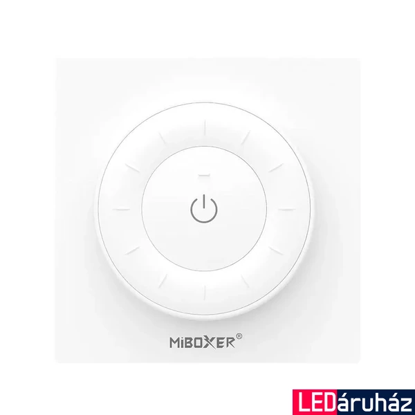 Mi-Light K3 dimmer+CCT fali távirányító, fehér, tekerőgombos, elemes, 86x86 mm