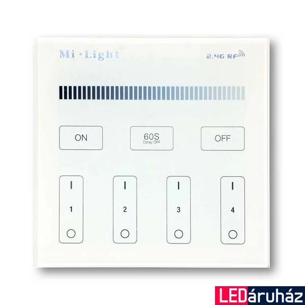 Mi-Light B1 monokróm fali RF távvezérlő, elemes, 86x86 mm, 4 zónás