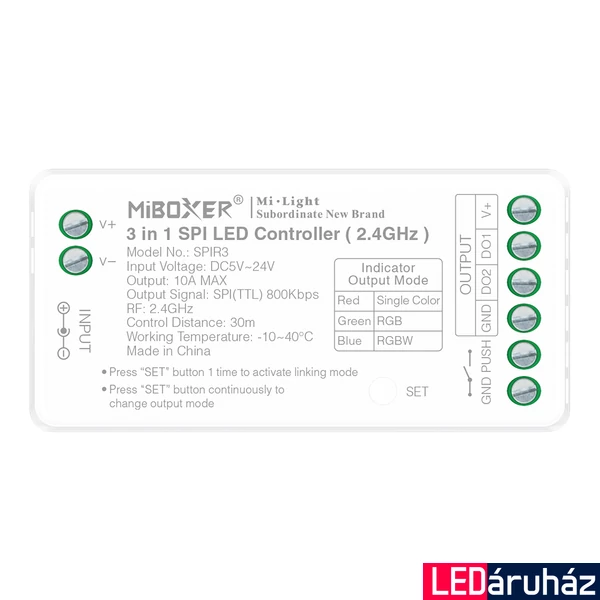 Mi-Light MiBoxer 3 az 1-ben Monokróm/RGB/RGBW SPI LED vezérlő