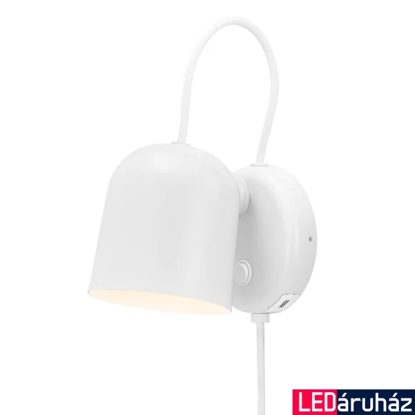 NORDLUX Angle fali lámpa, állítható mágneses rögzítéssel, USB csatlakozó porttal, fehér, GU10, max. 25W, 10.5cm átmérő, 2120601001