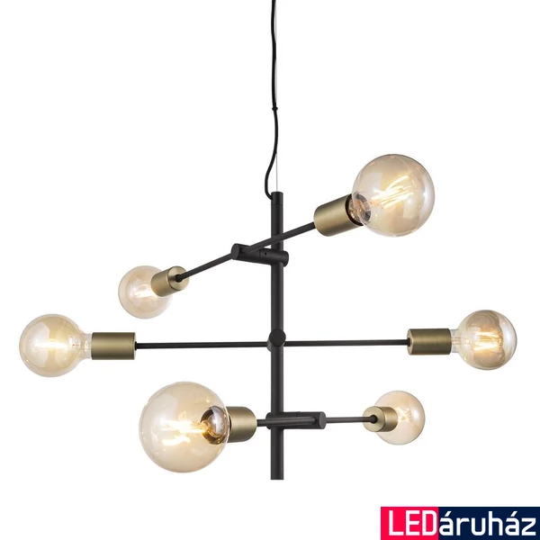 NORDLUX Joseﬁne több ágú függeszték, fekete, E27, max. 6X28W, 4.2cm átmérő, 48933003