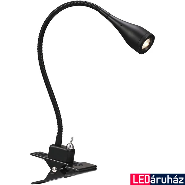 NORDLUX Mento csiptethető lámpa, fekete, 3000K melegfehér, beépített LED, 3W, 130 lm, 3.5cm átmérő, 75582003