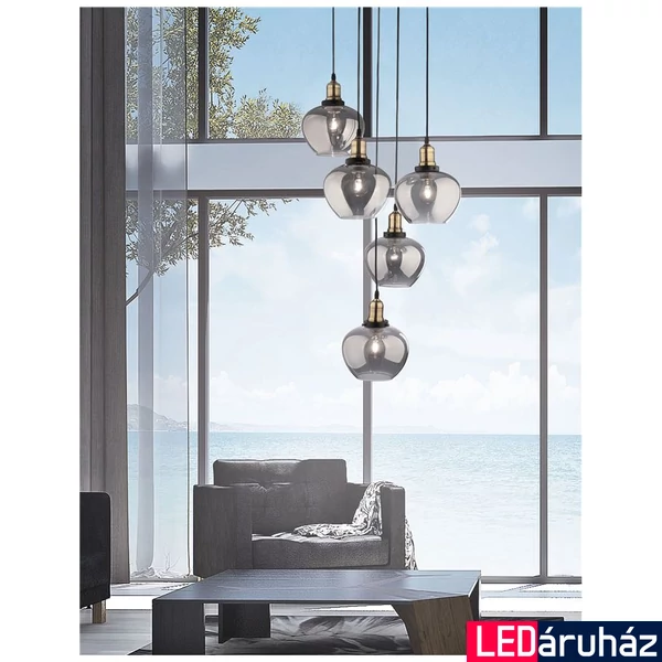 Nova Luce CEDRO több ágú függeszték, szürke, E27 foglalattal, max. 5x28W, 8436406