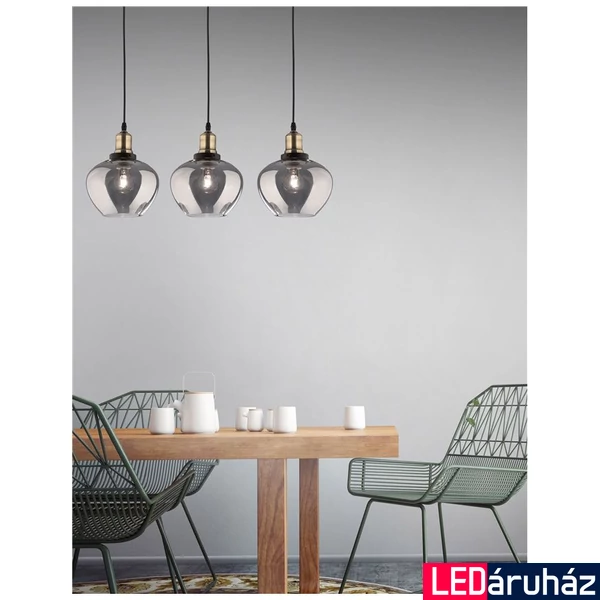 Nova Luce CEDRO több ágú függeszték, szürke, E27 foglalattal, max. 3x28W, 8436405