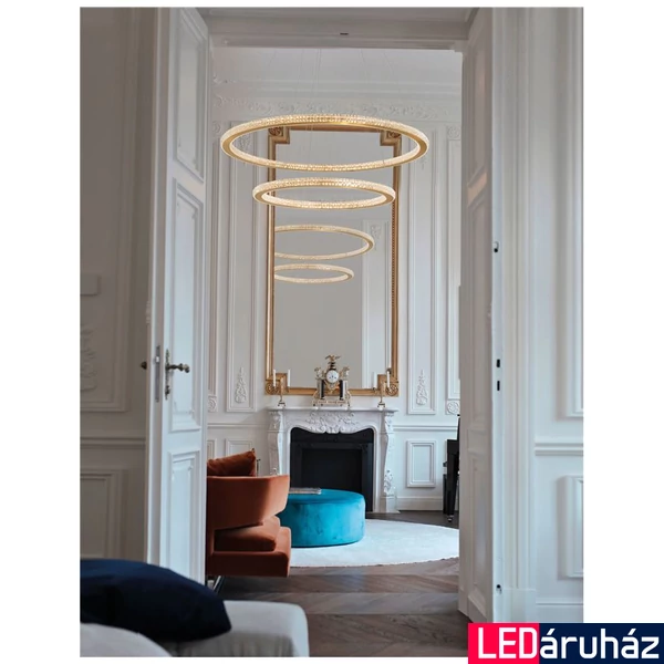 Nova Luce CILION több ágú függeszték, kristály hatású, arany, 3000K melegfehér, beépített LED, 1x56W, 3555 lm, 9011139