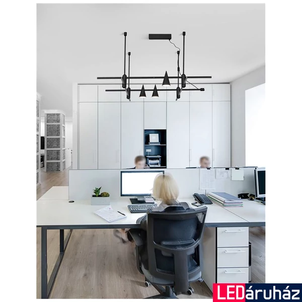 Nova Luce CONO sínre szerelhető lámpa, decorative mágneses sínrendszerhez, fekete, 3000K melegfehér, beépített LED, 1x5W, 300 lm, 9090285