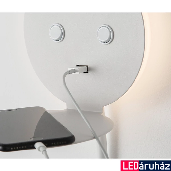 Nova Luce ECLIP fali lámpa, polc funkcióval, fehér, 3000K melegfehér, beépített LED, 1x6W, 310 lm, 9173281