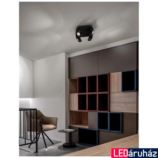 Nova Luce GON spotlámpa, mennyezetre szerelhető, fekete, 3000K melegfehér, beépített LED, 1x20W, 1600 lm, 9105103