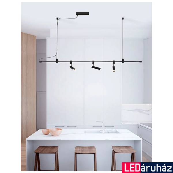 Nova Luce GRAMMI 02 függesztett sín szerkezet, decorative mágneses sínrendszerhez, fekete, max. 100W, 9180564