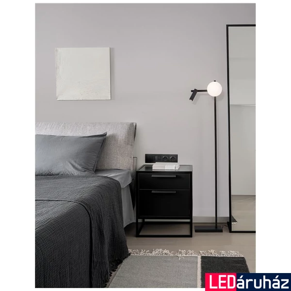 Nova Luce JOLINE állólámpa, állítható olvasókarral, fekete, 3200K melegfehér, beépített LED, 2x4W, 650 lm, 9919532