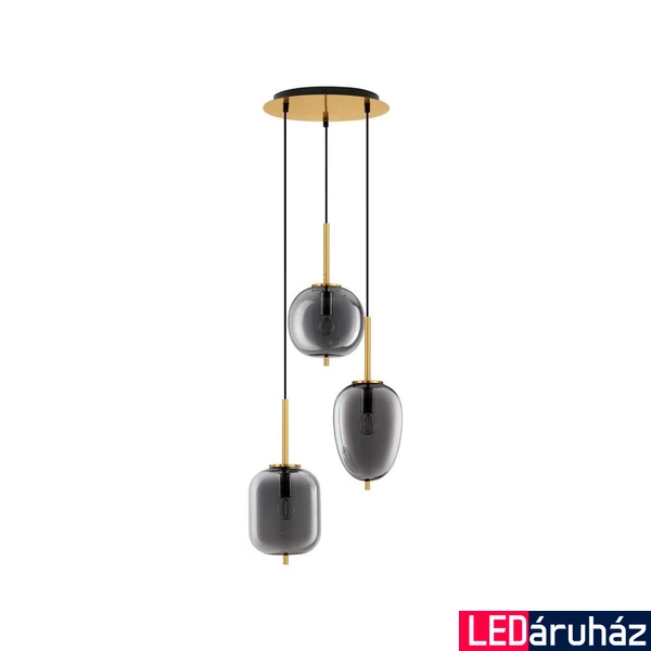 Nova Luce LATO függeszték, sárgaréz, füstszínű, E27 foglalattal, max. 3x12W, 9624082