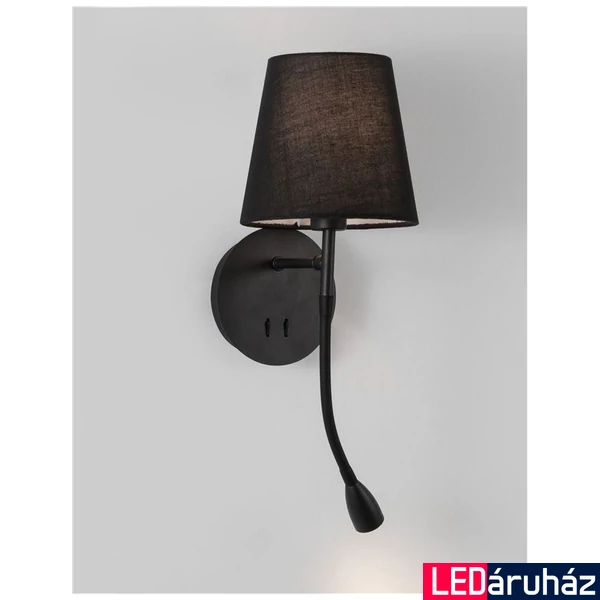 Nova Luce NIA fali lámpa, olvasókarral, fekete, 3000K melegfehér, E14, beépített LED foglalattal, max. 1x5W, 180 lm, 9182372