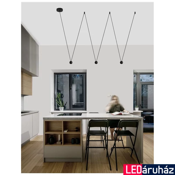 Nova Luce NOCCI több ágú függeszték, fekete, 3000K melegfehér, beépített LED, 1x13W, 660 lm, 9303941