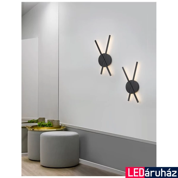 Nova Luce RESLIN fali lámpa, fekete, 3000K melegfehér, beépített LED, 1x18W, 890 lm, 9100202