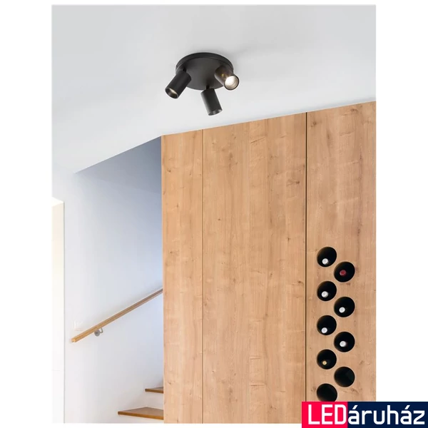 Nova Luce TOD spotlámpa, mennyezetre szerelhető, 3 db billenthető lámpafejjel, fekete, GU10 foglalattal, max. 3x10W, 9012282