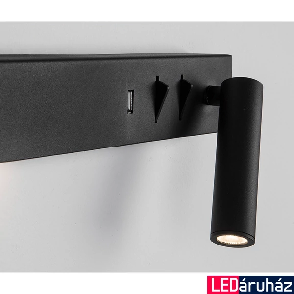 Nova Luce VIDA fali lámpa, olvasókarral, kapcsolóval, fekete, 3000K melegfehér, beépített LED, 1x5W, 350 lm, 9533521