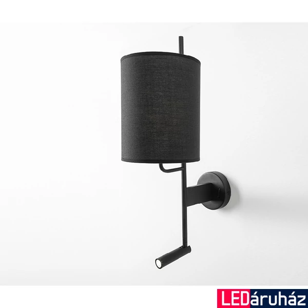 Nova Luce YAMA fali lámpa, olvasókarral, fekete, E27 foglalattal, max. 1x12W, 210 lm, 9180512