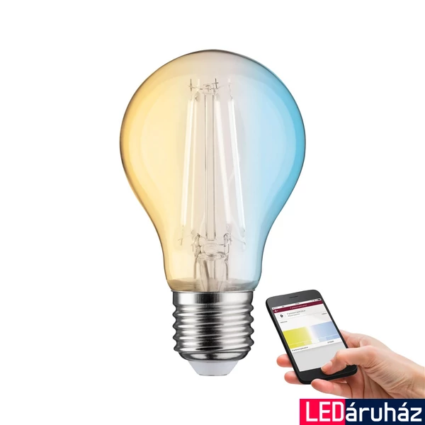 Paulmann 50394 fényforrás, okos filament, Tunable White, Zigbee, üveg, 2200K-6500K változtatható, E27 foglalat, 806 lm