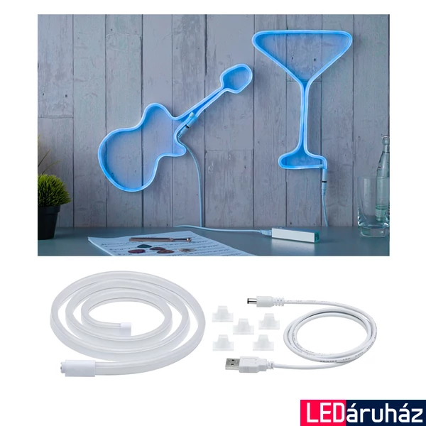 Paulmann 70564 Neon Colorflex LED szalag, formára hajlítható, USB csatlakozóval, fehér, kék, beépített LED, 10 lm, IP20