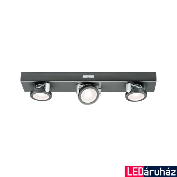 Paulmann 70636 Rotate bútorvilágító, 3db forgatható lámpafejjel, elemes, szürke, 3000K melegfehér, beépített LED, 18 lm