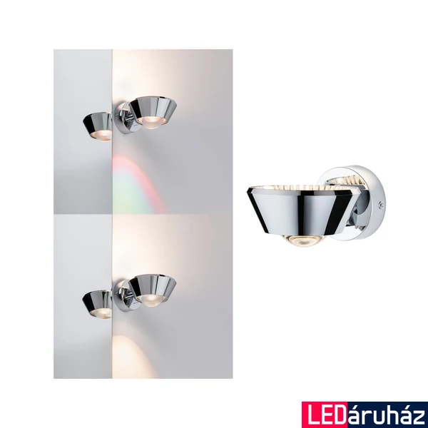 Paulmann 70947 Sabik fali lámpa, forgatható fejjel, színes, irizáló fóliával, króm, 2700K melegfehér, beépített LED, 570 lm, IP44