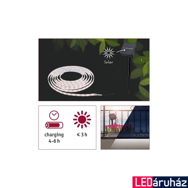Paulmann 78896 Led strip Solar LED LED szalag, Napelemes, fekete, 2700K melegfehér, 48 lm, IP44