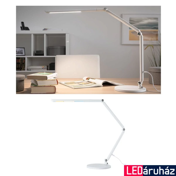 Paulmann 78911 LED Desk FlexBar asztali lámpa, 3-lépéses-dimmelés, fehér, 3000K-6500K változtatható, beépített LED, 1050 lm, IP20