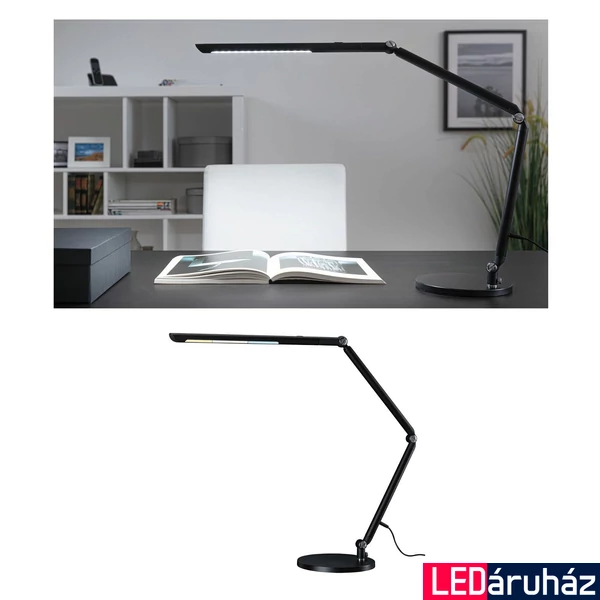 Paulmann 78912 LED Desk FlexBar asztali lámpa, 3-lépéses-dimmelés, fekete, 3000K-6500K változtatható, beépített LED, 1050 lm, IP20