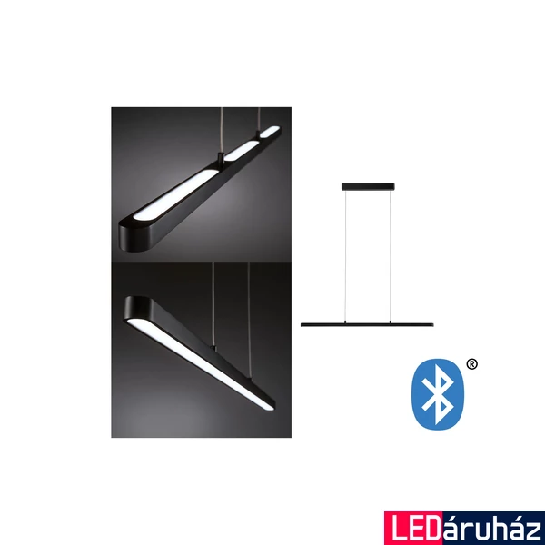Paulmann 79694 Lento 1 ágú függeszték, lefelé és felfelé világít, Tunable White, Bluetooth, fekete, 2700K-6500K változtatható, beépített LED, 3570 lm, IP20