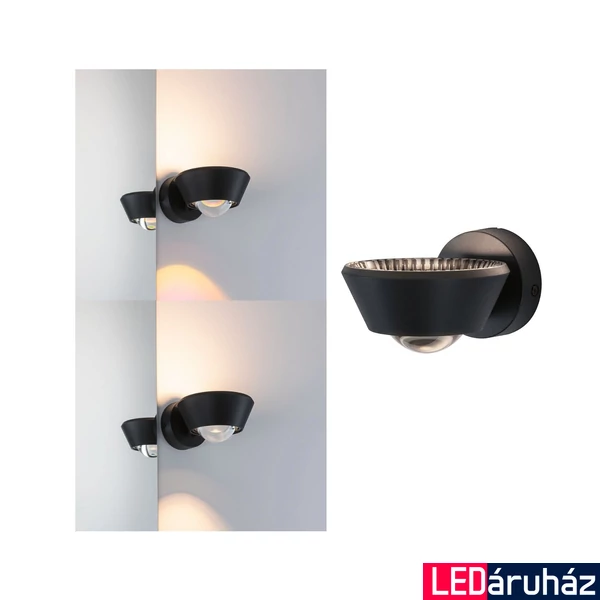 Paulmann 79769 Led wall Sabik fali lámpa, fekete, 2700K melegfehér, beépített LED, 390 lm, IP44