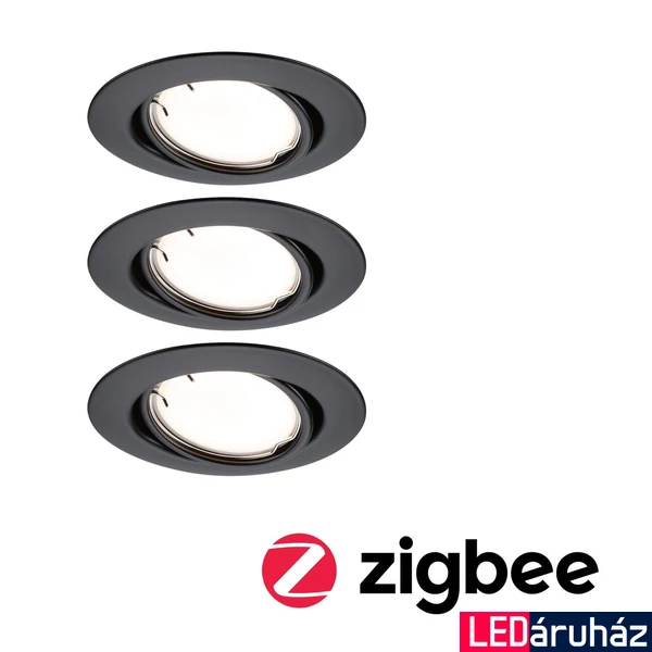 Paulmann 92465 LED Recessed Base Coin spotlámpa, fekete, 3000K melegfehér, 430 lm, IP20
