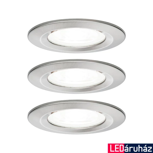 Paulmann 92979 Nova fürdőszobai beépíthető lámpa, kerek, 3db-os szett, fix, szálcsiszolt, 4000K természetes fehér, 3x GU10 foglalat, 470 lm, IP44