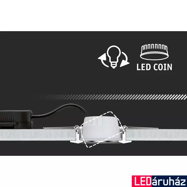 Paulmann 93070 LED Module Nova beépíthető lámpa, kerek, üveg, 2700K melegfehér, Coin foglalat, 470 lm