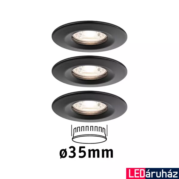 Paulmann 93084 LED Recessed Nova mini Coin beépíthető lámpa, kerek, fekete, 2700K melegfehér, Coin foglalat, 310 lm, IP23
