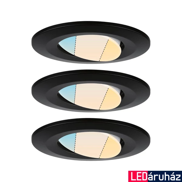 Paulmann 93096 LED Recessed Calla fürdőszobai beépíthető lámpa, kerek, fekete, 3000K-6500K változtatható, 400 lm, IP65