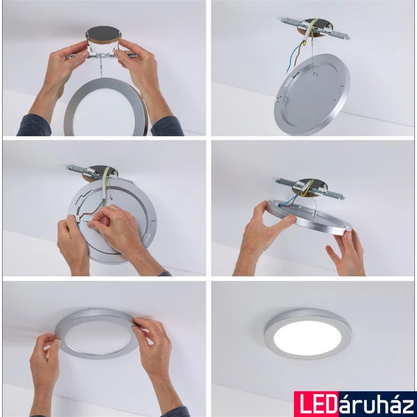 Paulmann 93098 LED Recessed 2in1 Cover LED panel, króm, 4000K természetes fehér, 1.200 lm, IP20