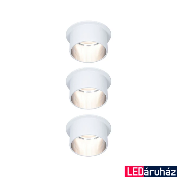 Paulmann 93385 LED Recessed Gil Coin beépíthető lámpa, 68 mmx68 mm, kerek, szálcsiszolt, 2700K melegfehér, 3x Coin foglalat, 470 lm, IP44