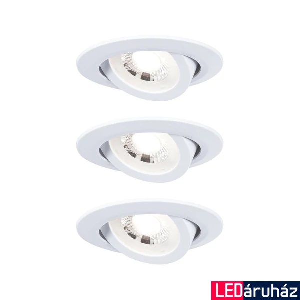 Paulmann 93388 LED Recessed Set swivelling beépíthető lámpa, kerek, fehér, 3000K melegfehér, 450 lm, IP20