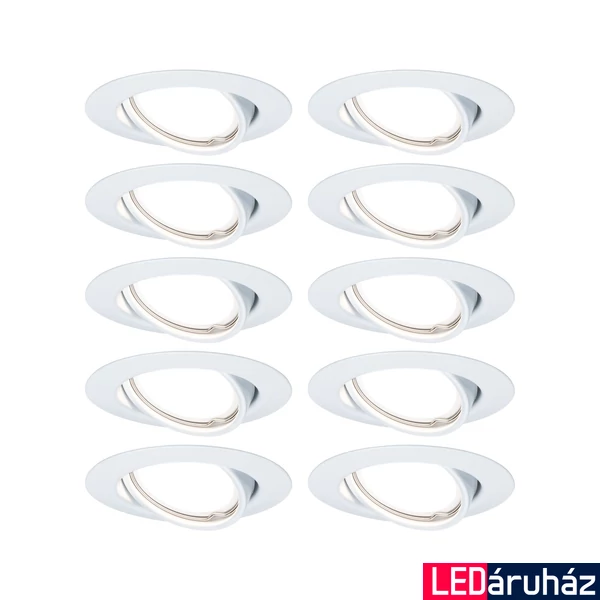 Paulmann 93400 beépíthető lámpa, 90 mmx90 mm, kerek, spotkeret, 10db-os szett, billenthető, fehér, GU10 foglalat, IP20