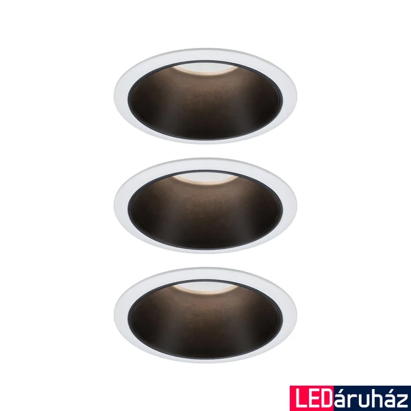 Paulmann 93402 Cole beépíthető lámpa, 88 mmx88 mm, kerek, 3db-os szett, fix, 3-step-dimming, fekete, 2700K melegfehér, 3x Coin foglalat, 460 lm, IP44
