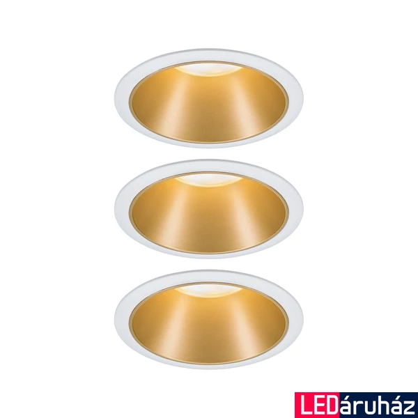 Paulmann 93406 Cole beépíthető lámpa, 88 mmx88 mm, kerek, 3db-os szett, fix, 3-step-dimming, arany, 2700K melegfehér, 3x Coin foglalat, 460 lm, IP44