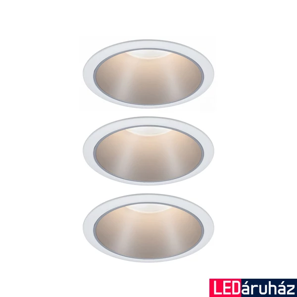 Paulmann 93410 Cole beépíthető lámpa, 88 mmx88 mm, kerek, 3db-os szett, fix, 3-step-dimming, ezüst, 2700K melegfehér, 3x Coin foglalat, 460 lm, IP44