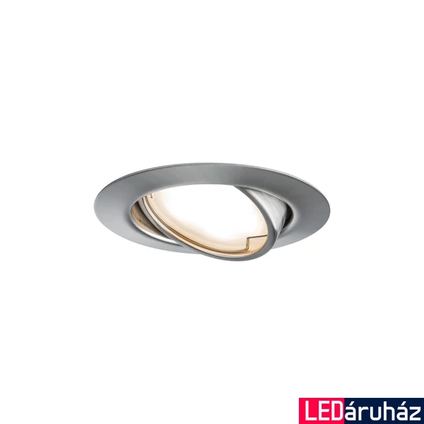 Paulmann 93414 Base beépíthető lámpa, 90 mmx90 mm, kerek, billenthető, szálcsiszolt, 3000K melegfehér, Coin foglalat, 350 lm, IP23