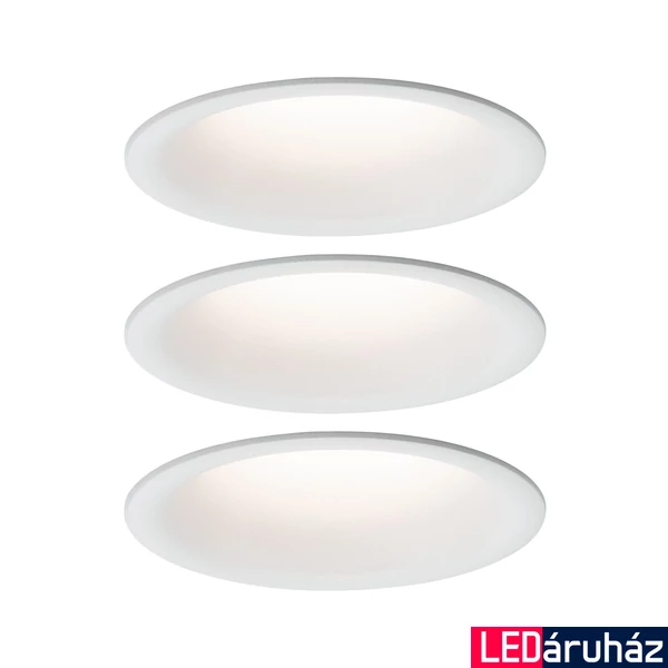 Paulmann 93415 Cymbal beépíthető lámpa, 77 mmx77 mm, kerek, 3db-os szett, fix, fényerőszabályozható, fehér, 2700K melegfehér, 3x Coin foglalat, 463 lm, IP44