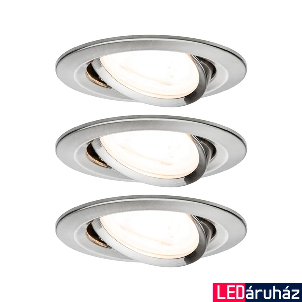 Paulmann 93465 Nova beépíthető lámpa, 84 mmx84 mm, kerek, 3db-os szett, billenthető, 3-step-dimming, szálcsiszolt, 2700K melegfehér, 3x GU10 foglalat, 460 lm, IP23