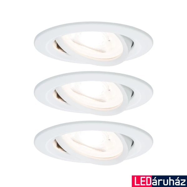 Paulmann 93467 Nova beépíthető lámpa, 84 mmx84 mm, kerek, 3db-os szett, billenthető, 3-step-dimming, fehér, 2700K melegfehér, 3x GU10 foglalat, 460 lm, IP23