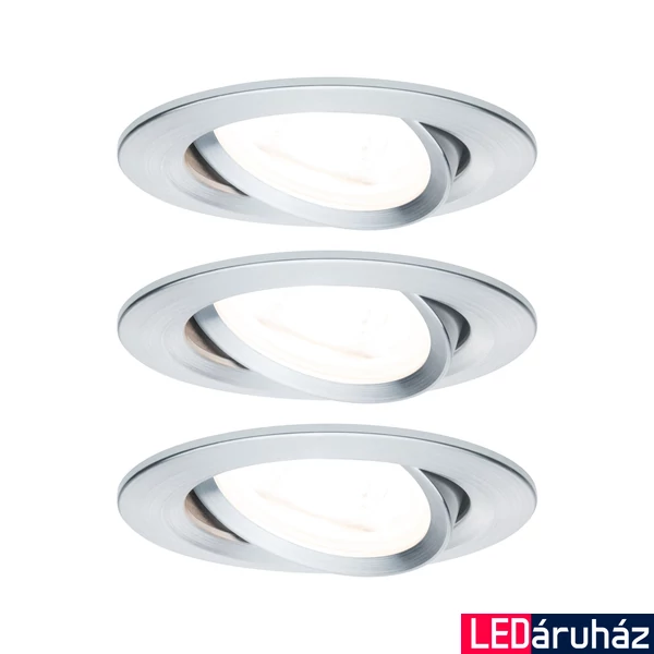 Paulmann 93469 Nova beépíthető lámpa, kerek, 3db-os szett, billenthető, 3-step-dimming, alumínium, 2700K melegfehér, 3x GU10 foglalat, 460 lm, IP23