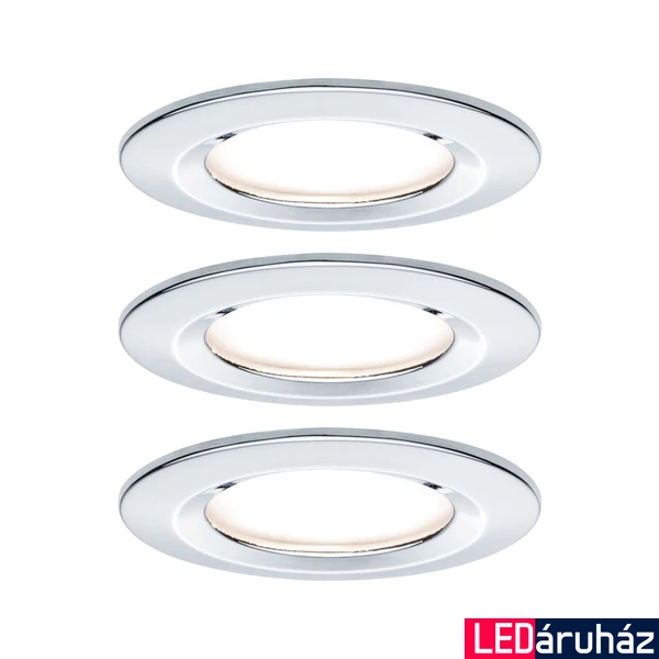 Paulmann 93481 Nova fürdőszobai beépíthető lámpa, 78 mmx78 mm, kerek, 3db-os szett, fix, 3-step-dimming, króm, 2700K melegfehér, 3x GU10 foglalat, 460 lm, IP44
